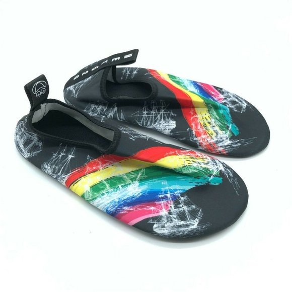 Met 520 Womens Water Shoes Slip On Fabric Rainbow Ship Black Size 40/41 US 8.5-9 - Picture 1 of 4